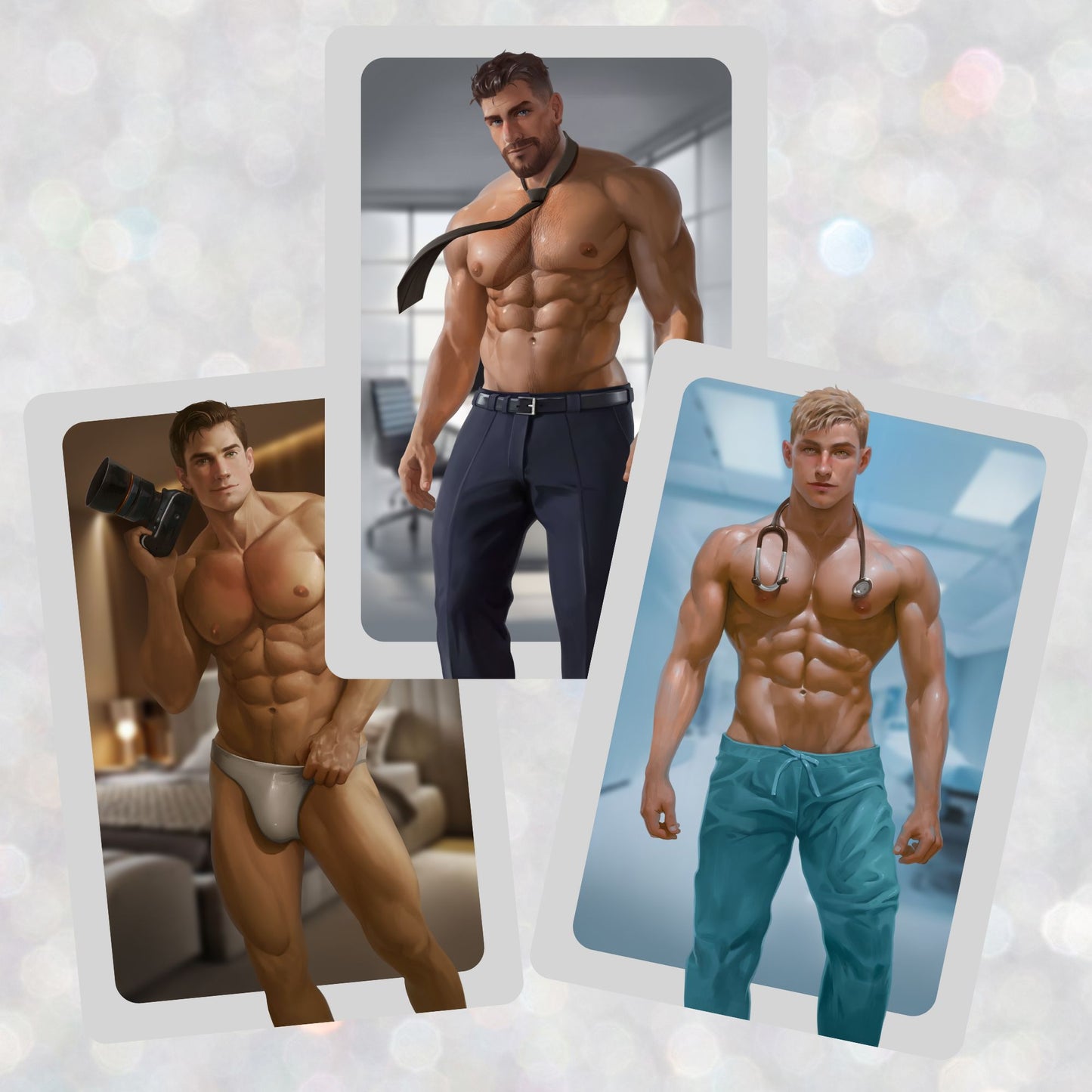 set of 3 pin up prints of Marcus, Tom, and Sam from Heat Clinic