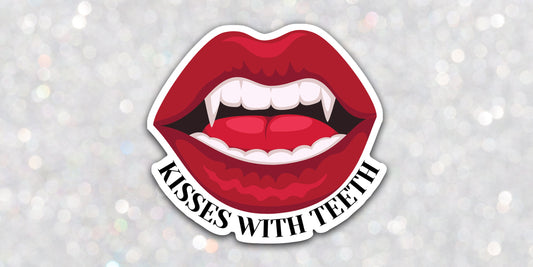 Kisses with teeth vinyl sticker